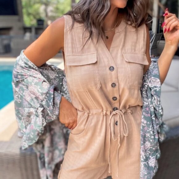 Woven Romper - Beige - PROMESA - Size Small - Picture 3 of 7